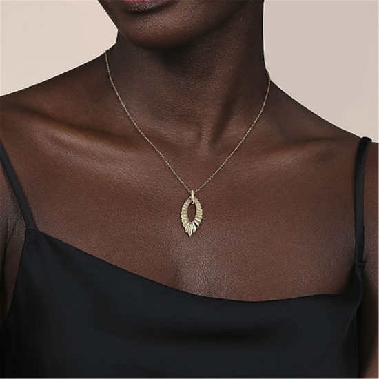 Gabriel & Co. Gold Augmented Marquise Shape Diamond Cut Pendant Necklace