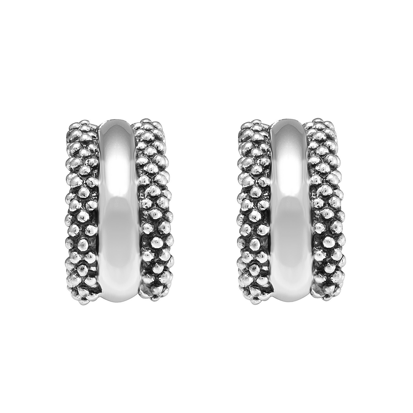Lagos Station Caviar Huggie Earrings in Sterling Silver