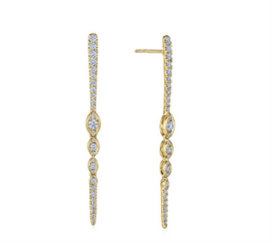 Kwiat 18k Gold Vine Drop Earrings with Diamonds
