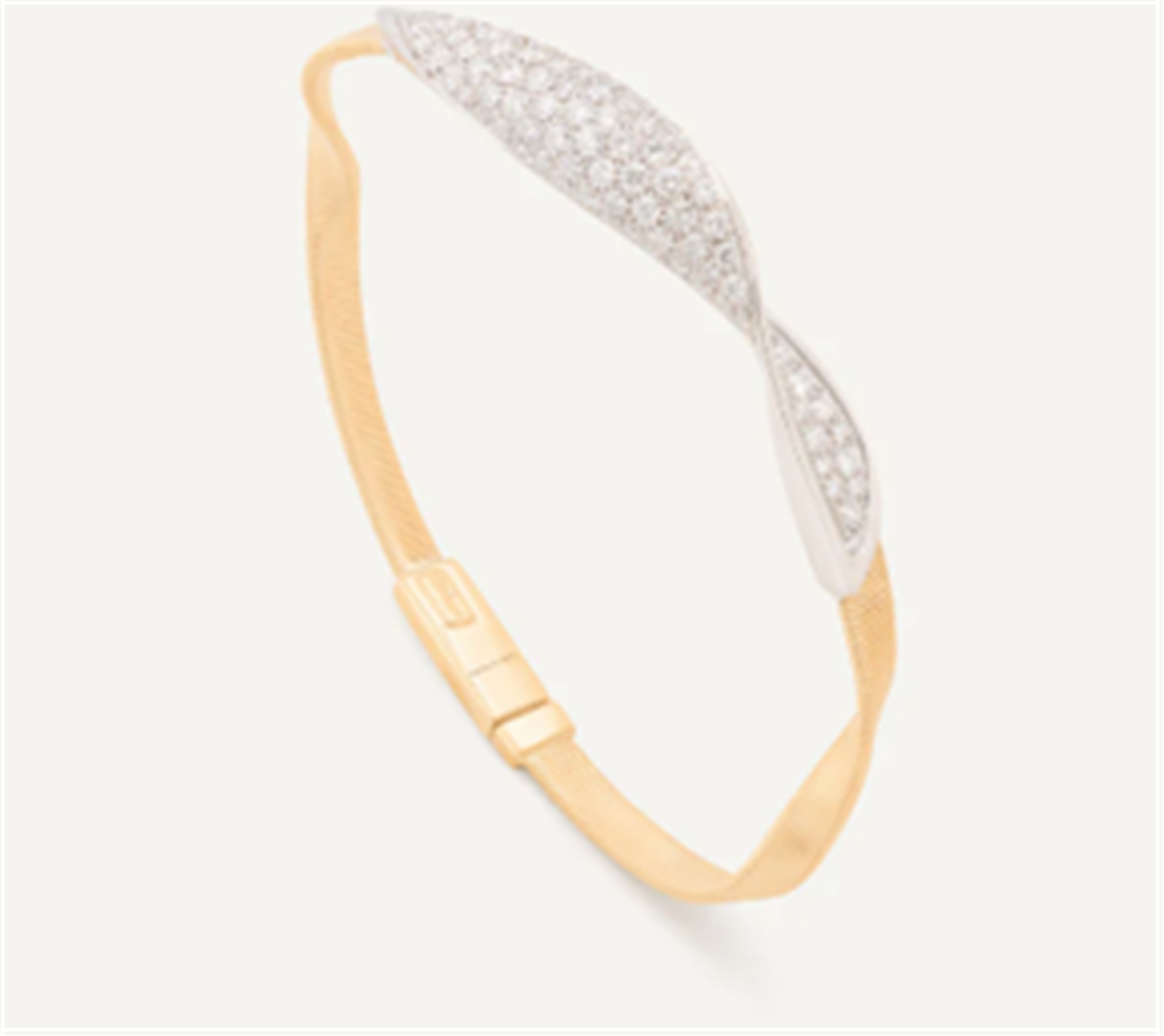 Marco Bicego Marrakech Wide Diamond Pavé Crossover Bangle in 18k Two-Tone Gold