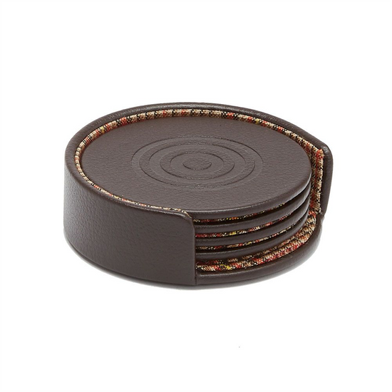 WOLF WM Brown Set of 4 Coasters with Case