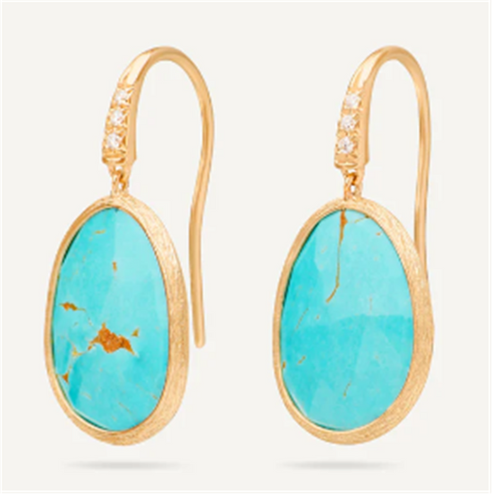 Marco Bicego Lunaria Drop Earrings with Turquoise & Diamonds