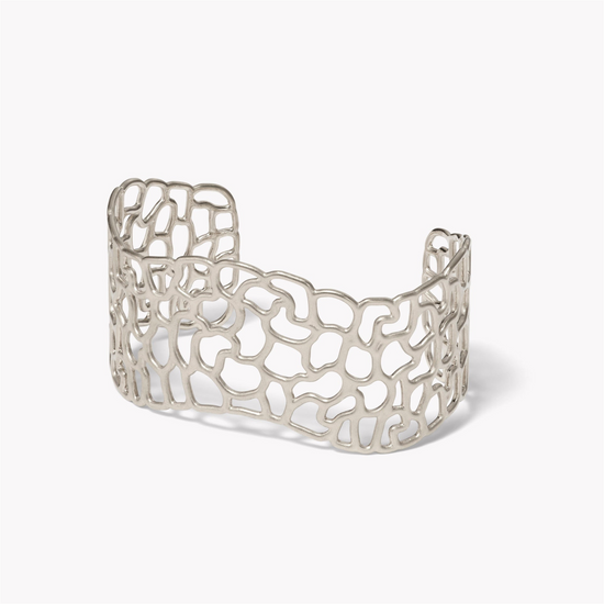 Jamie Turner Satin White Gold Canyon Cuff Bracelet