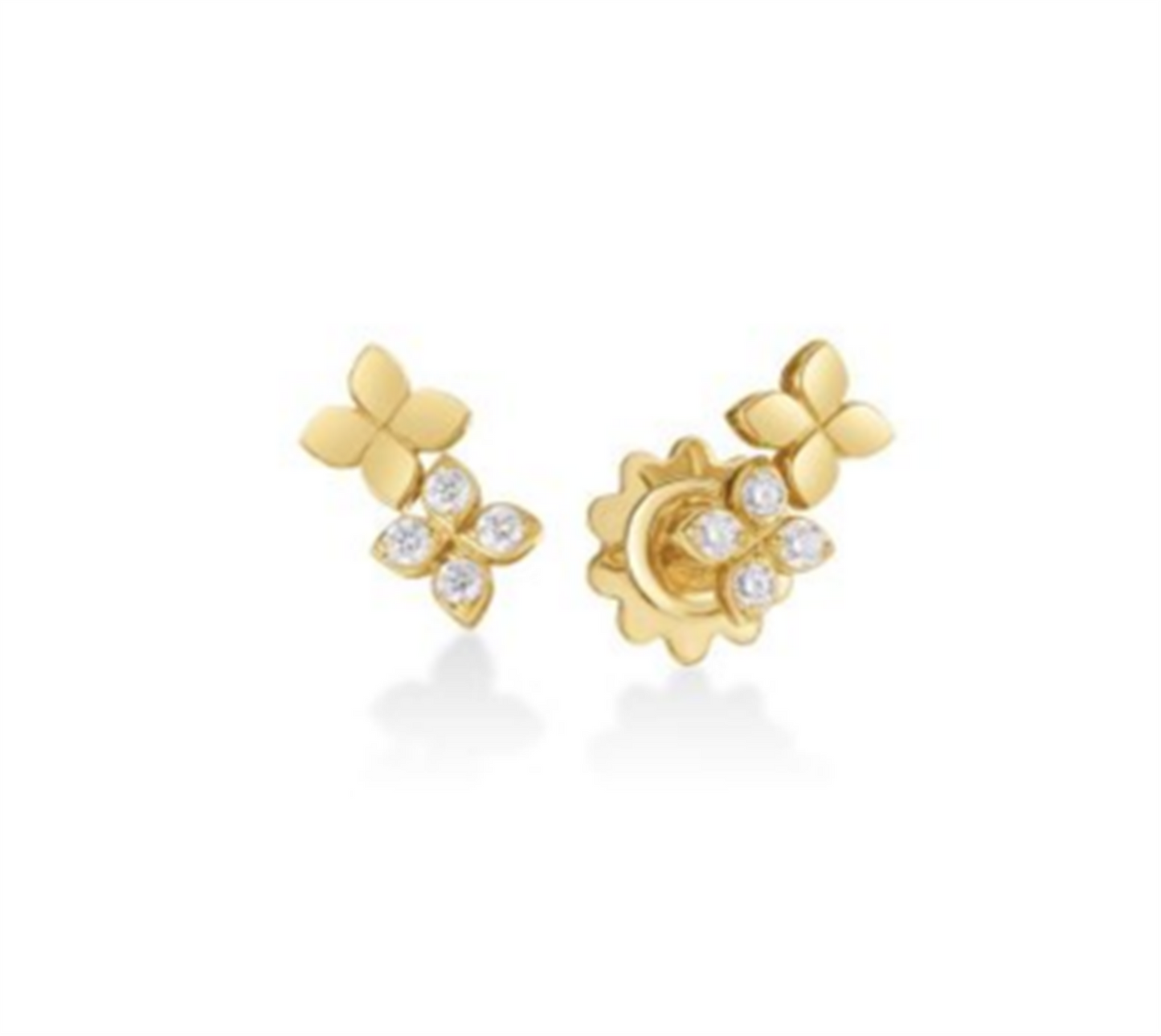 Roberto Coin Love in Verona Diamond & Gold Finish Double Flower Studs