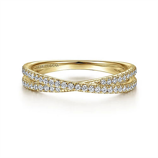 Gabriel & Co. Gold Criss Cross Diamond Stackable Ring