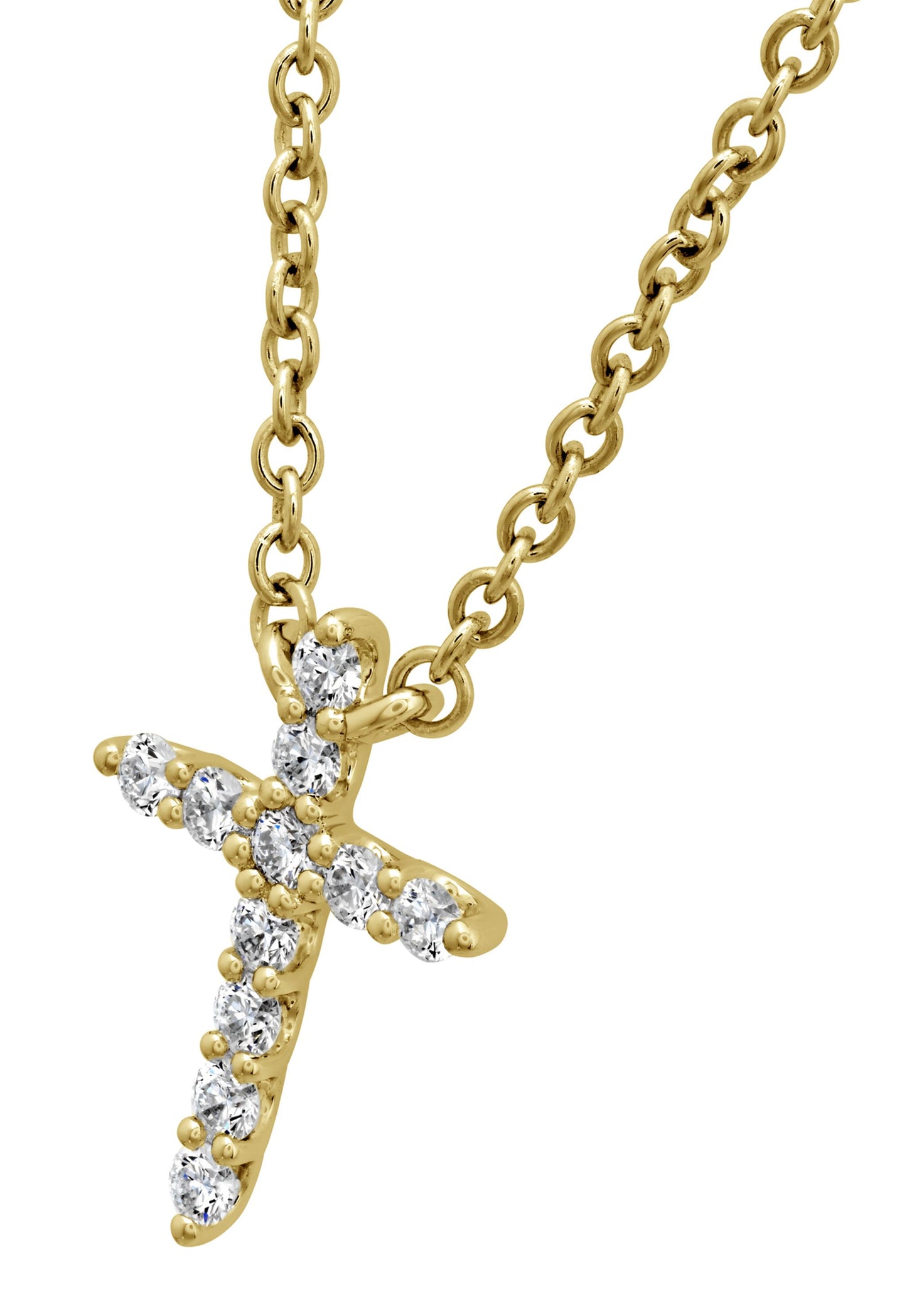 Hearts on Fire Small Gold Diamond Cross Pendant