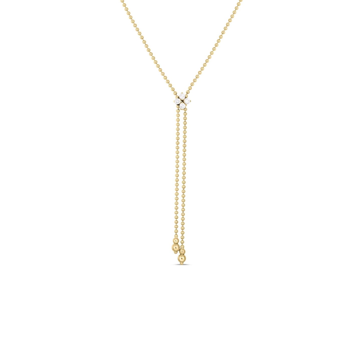 Roberto Coin Love In Verona Diamond Flower Lariat Necklace in 18k Yellow Gold