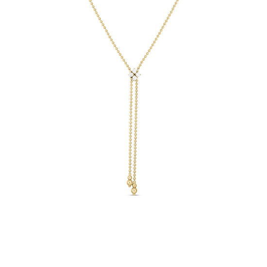 Roberto Coin Love In Verona Diamond Flower Lariat Necklace in 18k Yellow Gold
