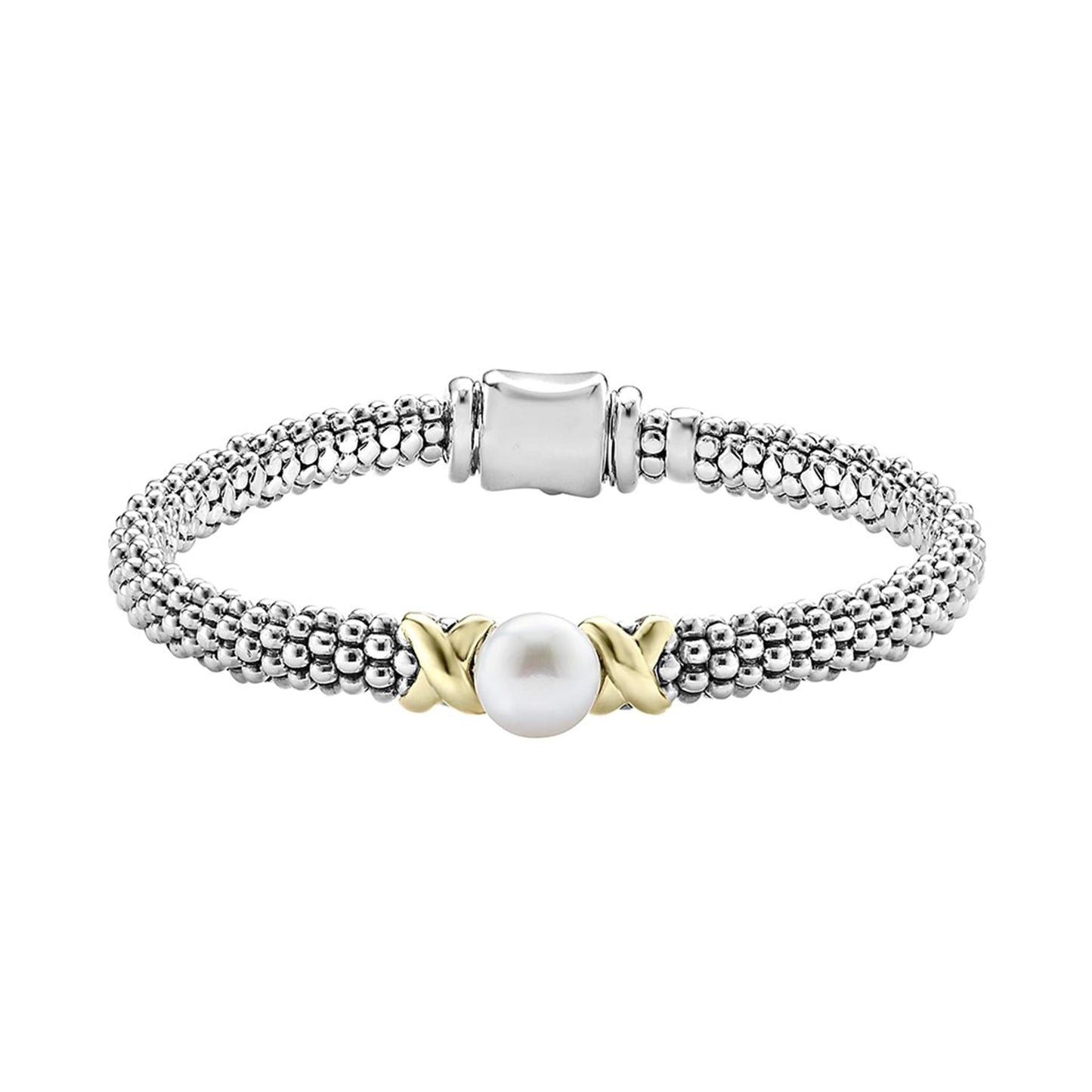 Lagos Two-Tone X Pearl Caviar Bracelet