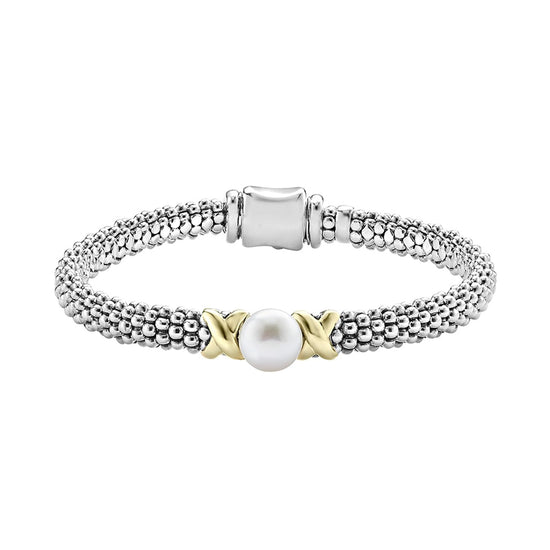 Lagos Two-Tone X Pearl Caviar Bracelet