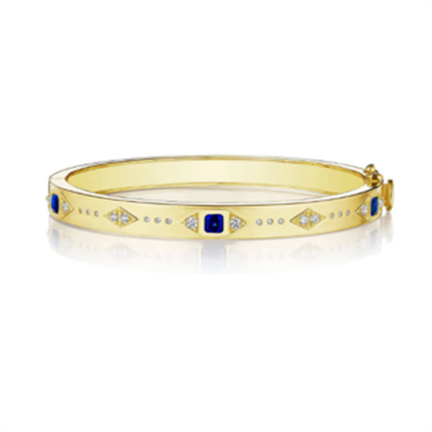 Penny Preville Moderne Deco Blue Sapphire Asscher Bangle Bracelet