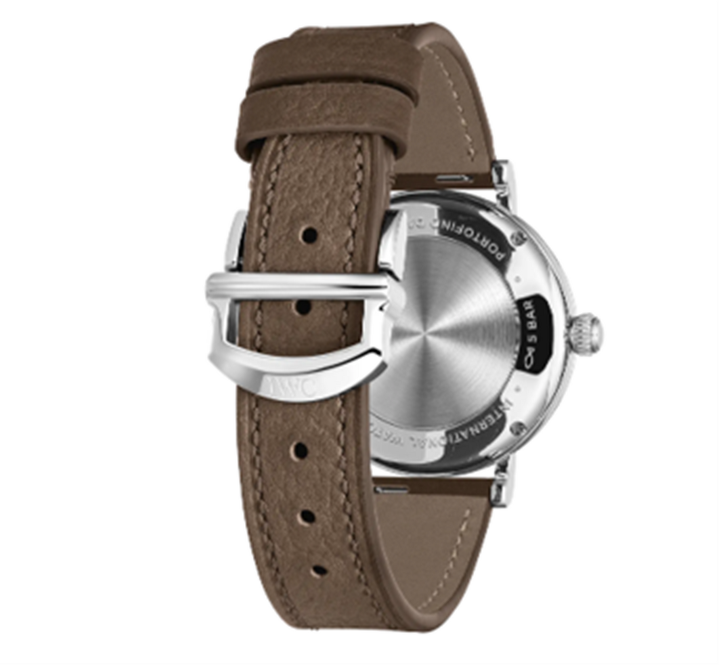 IWC Schaffhausen Stainless Steel Portofino Automatic Day & Night 34 w/ Silver Dial and Taupe Calf Strap
