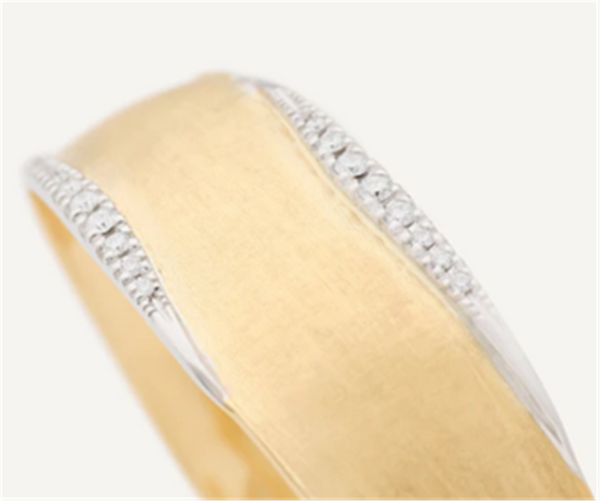 Marco Bicego Lunaria Gold Open Cuff Bangle with Diamond Pavé, Medium-Width