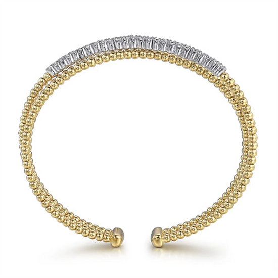 Gabriel & Co. Two Tone Gold Bujukan Diamond Criss Cross Bangle