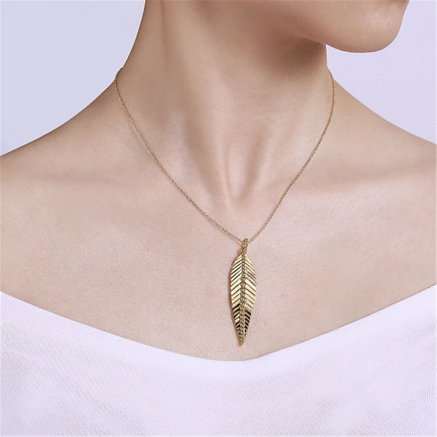 Gabriel & Co. Gold Bujukan Leaf Pendant Necklace