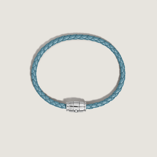 Montblanc Bracelet Steel 3 Rings Meisterstück Collection in Smoky Blue Leather