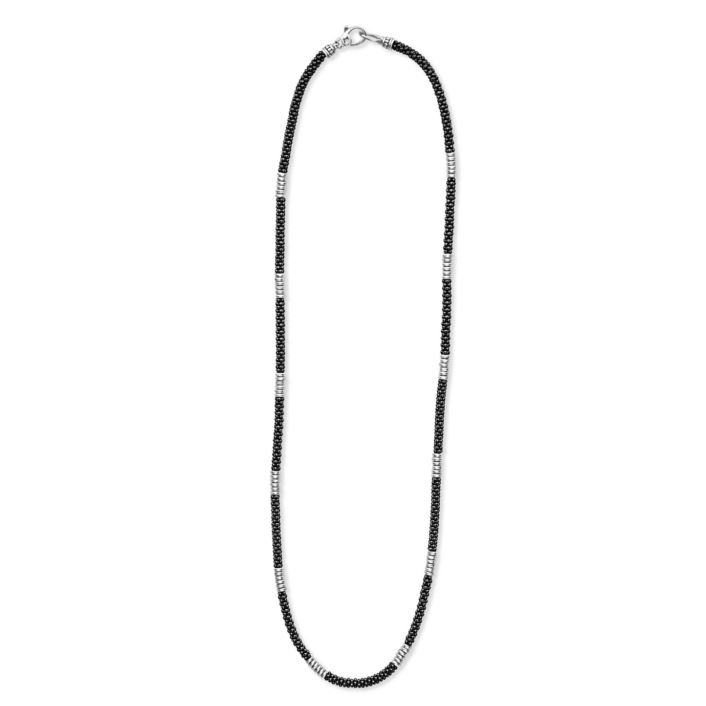 Lagos Black Silver Station Ceramic Beaded Necklace