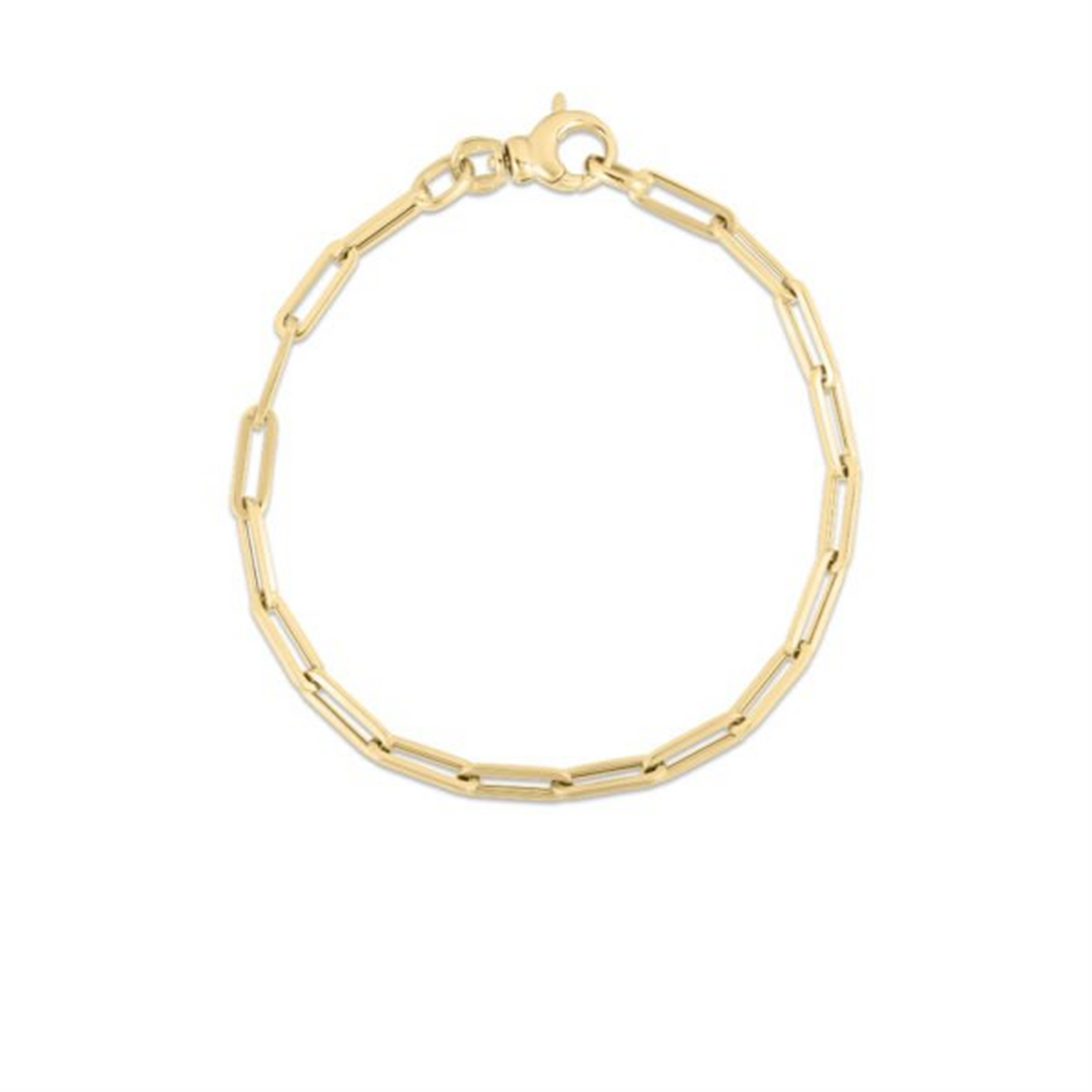 Roberto Coin Designer Gold Long Thin Paperclip Link Chain Bracelet