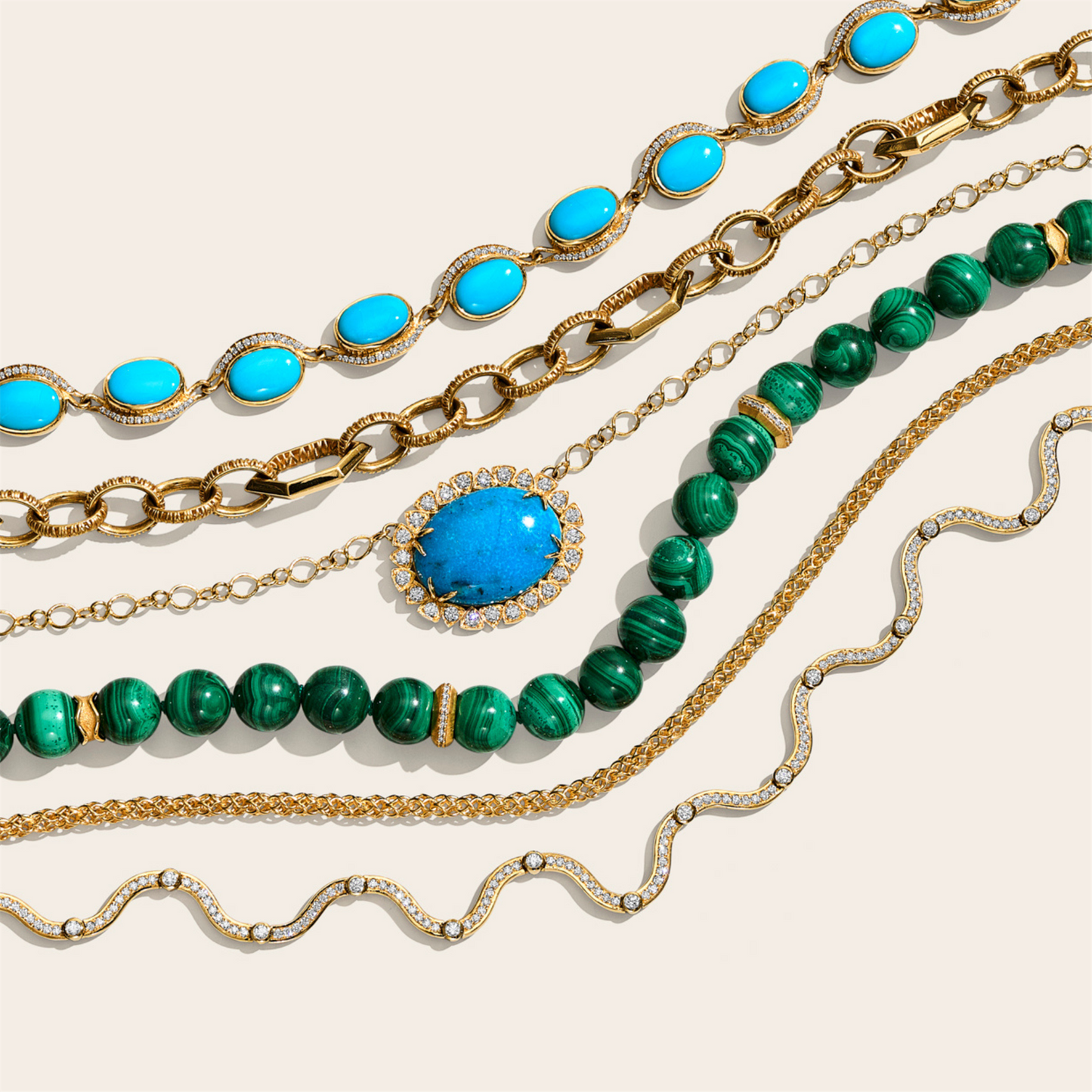 Jamie Turner Aurora Crescent Turquoise Collar Necklace in 18k Yellow Gold