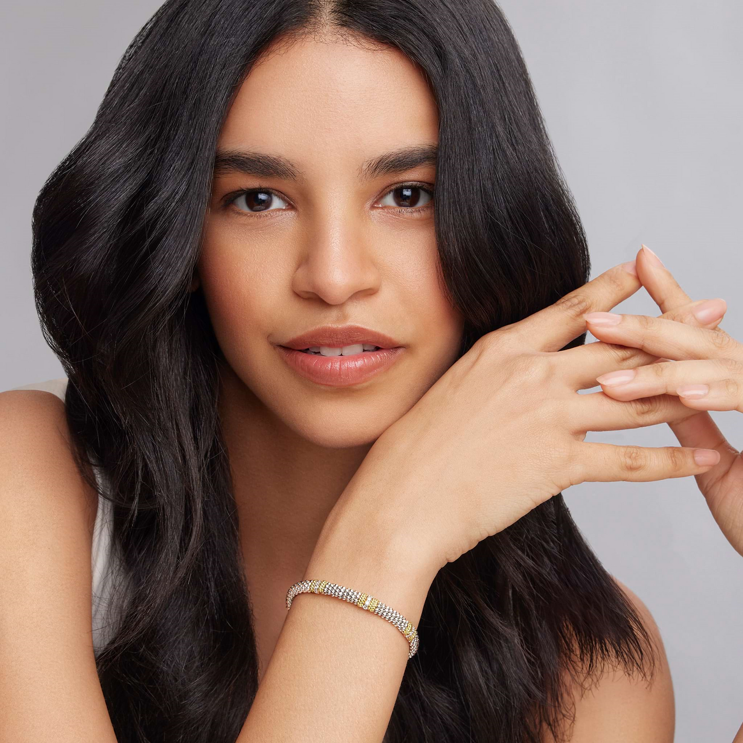 Lagos Three Station Diamond Caviar Bracelet