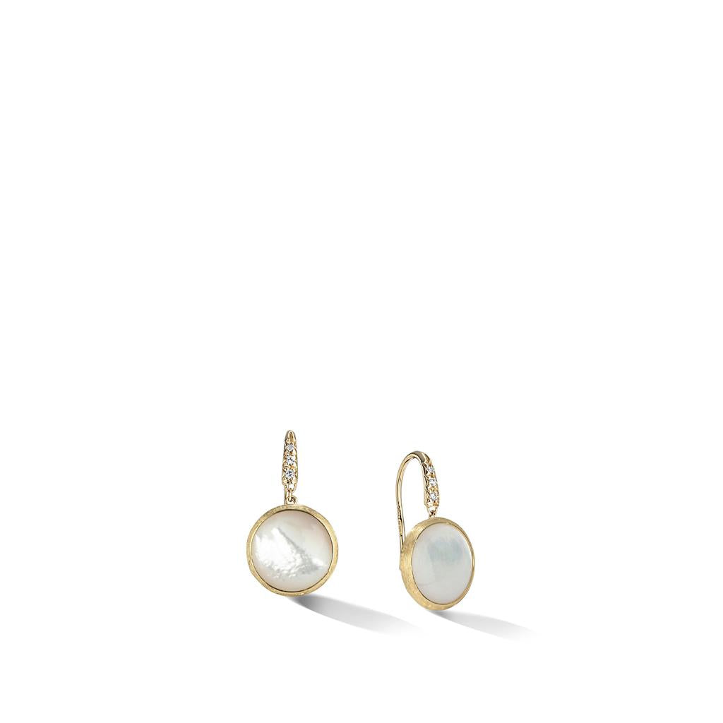 Jaipur Color Yellow Gold & Mother of Pearl Small Drop Earrings