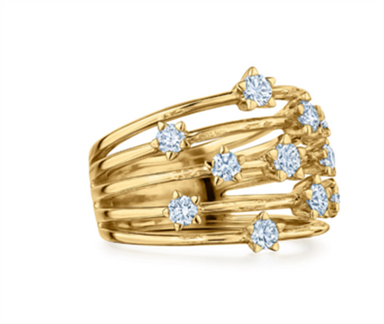 Kwiat Starry Night Star-Set Five-Row Diamond Ring in 18k Gold