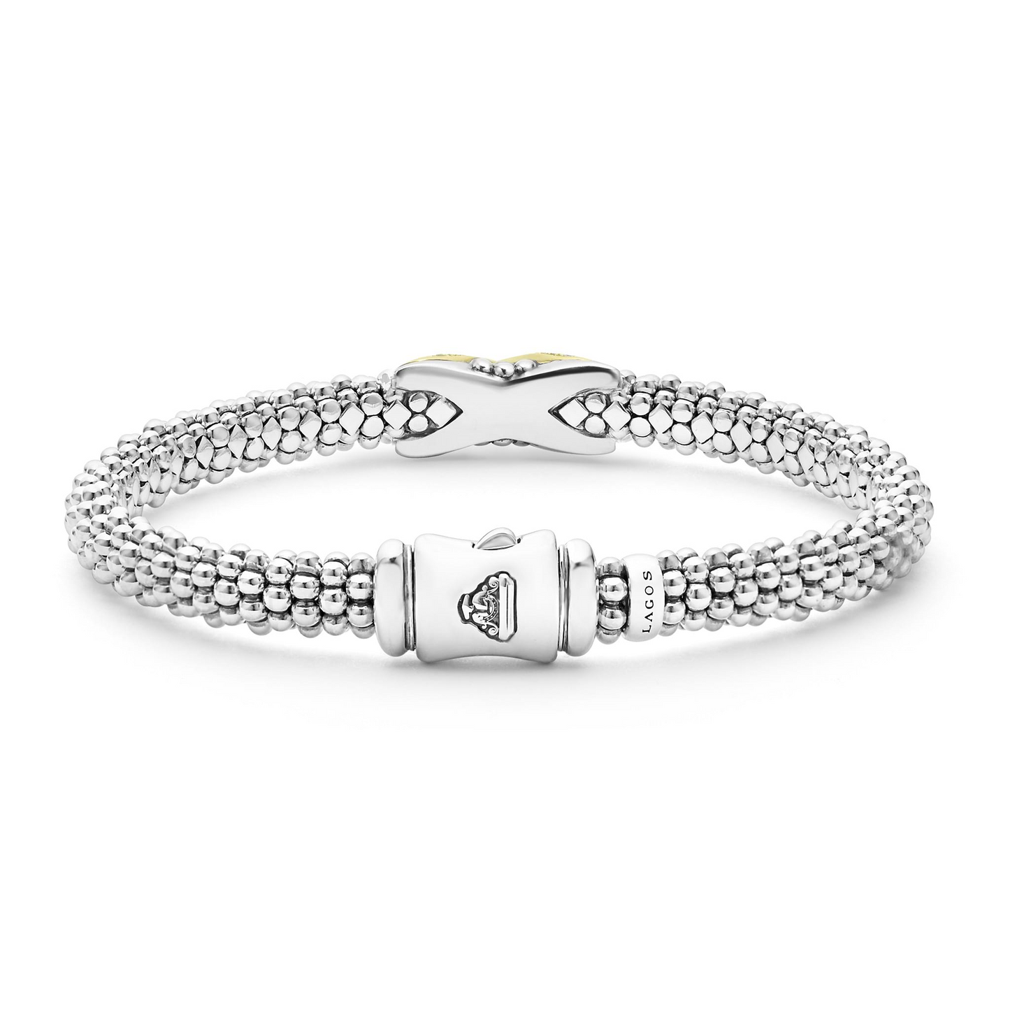 Lagos Two-Tone Diamond X Caviar Bracelet