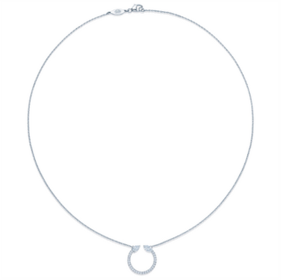 Kwiat Small Circle Pendant with Diamonds in 18k White Gold