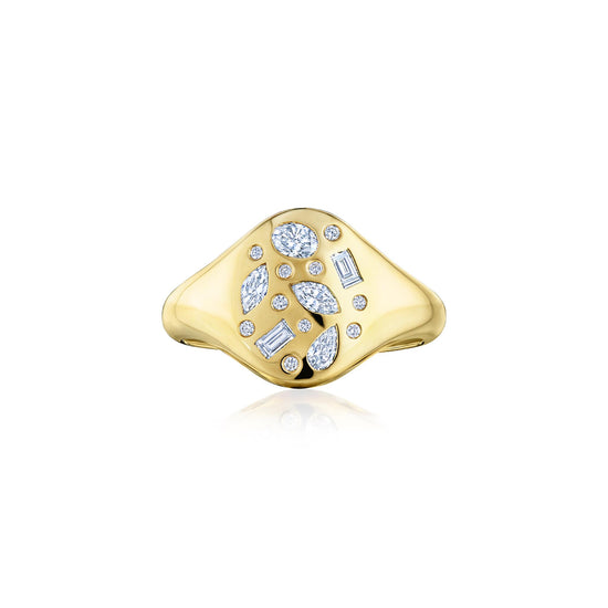 Kwiat Cobblestone Signet Ring with Diamond Accents