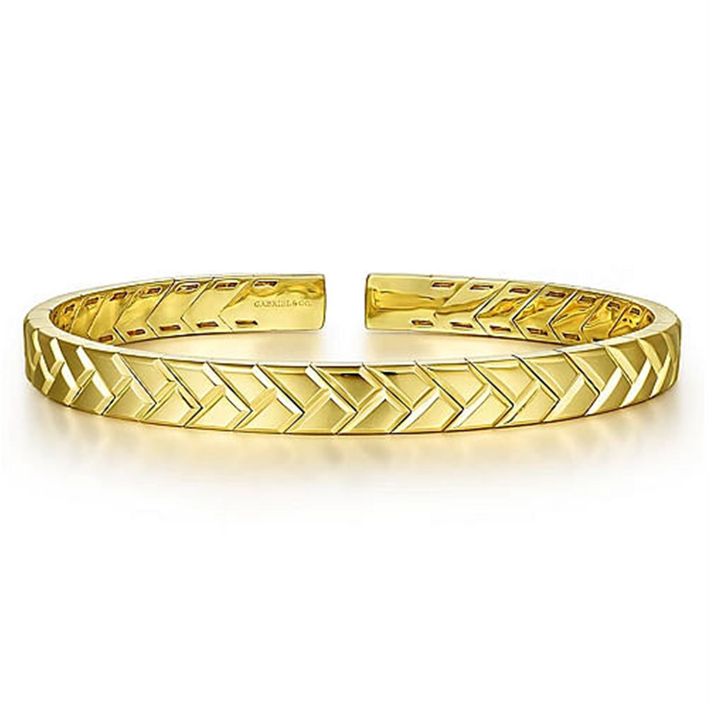 Gabriel & Co. Men's Gold Open Herringbone Cuff Bangle