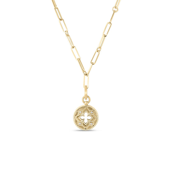 Gold Venetian Princess Diamond Small Medallion Necklace