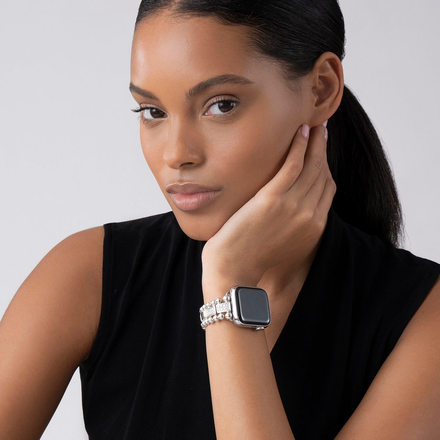 Lagos Sterling Silver Half Diamond Watch Bracelet - 38-45mm