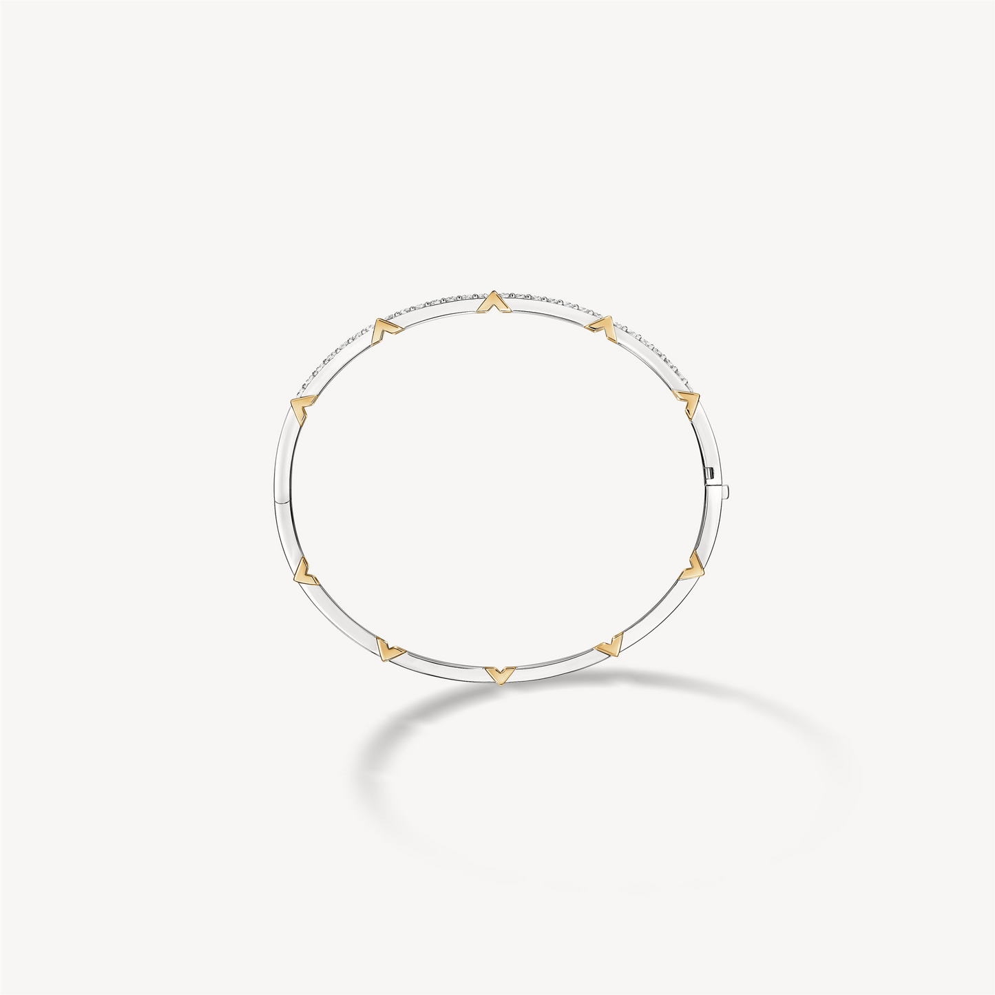 Hearts On Fire Copley Half Pave Diamond Bangle in Two-Tone 18k Gold