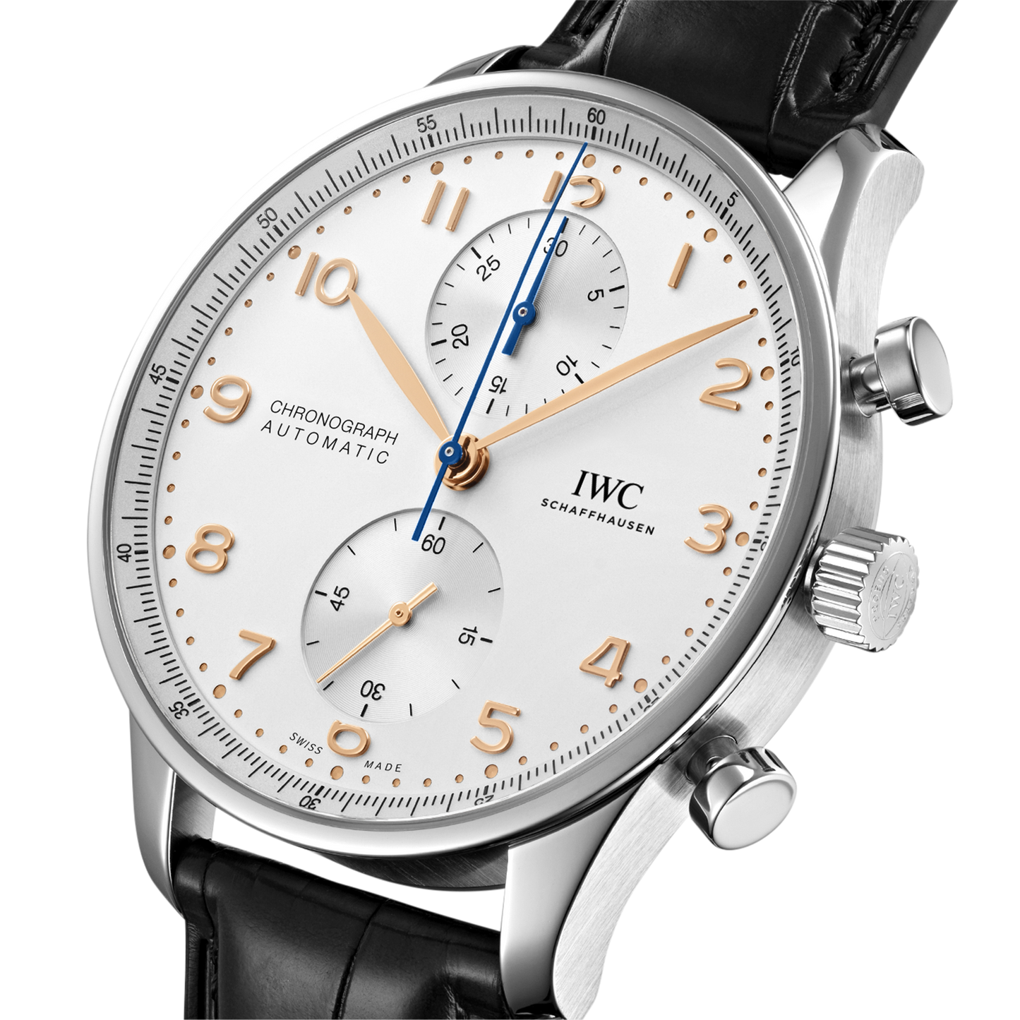 IWC Shaffhausen Portugieser Chronograph 41mm w/ Silver Dial & Black Alligator Strap
