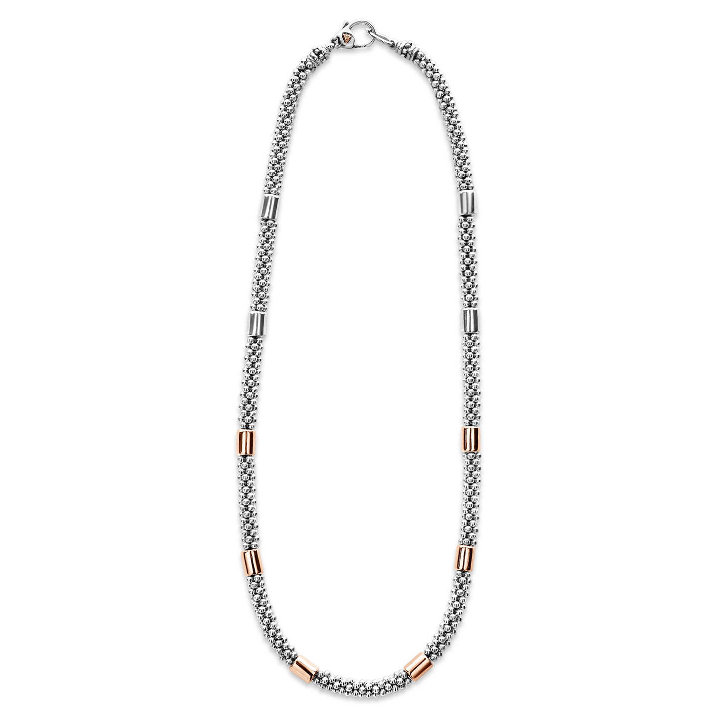 Lagos Rose Gold Station Caviar Necklace