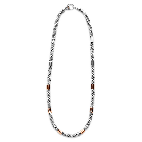 Lagos Rose Gold Station Caviar Necklace