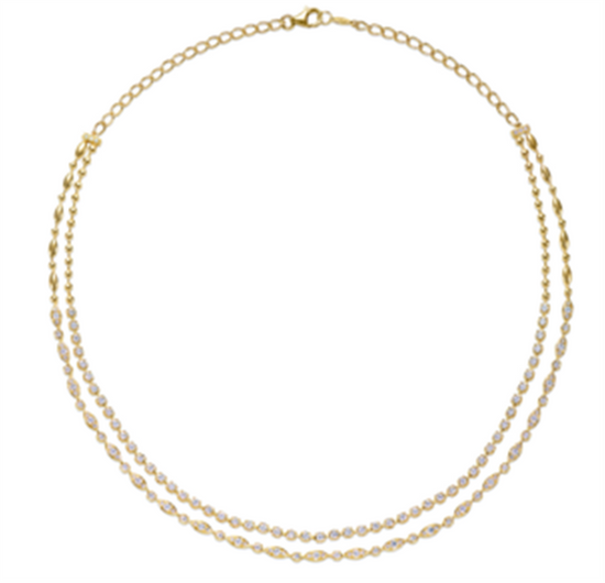 Kwiat Starry Night Double Line Diamond Necklace in 18k Yellow Gold