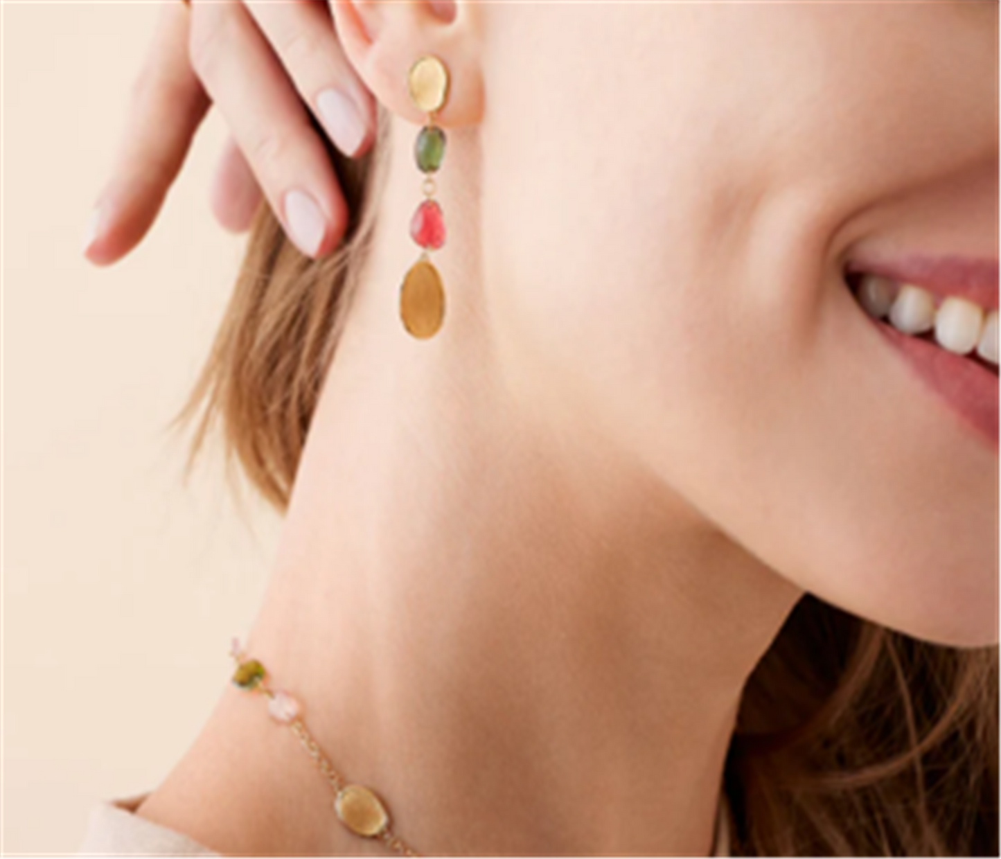 Marco Bicego Lunaria Mixed Tourmaline Drop Earrings in 18k Gold