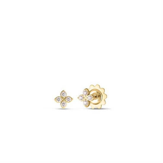 Roberto Coin 18k Gold Love in Verona Small Pave Diamond Flower Studs