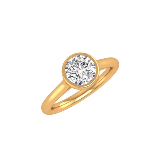 Round Bezel Set 18k Gold Engagement Ring Setting