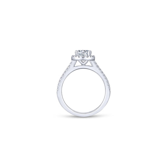 Gabriel & Co. Round Center w/ Diamond Halo & Sides Engagement Ring Setting