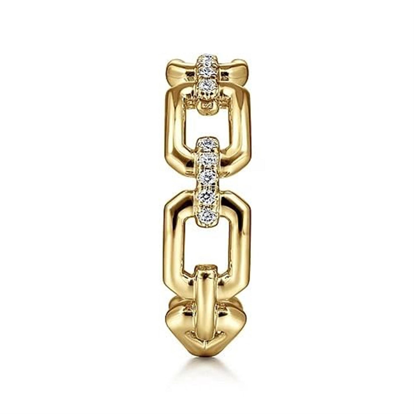 Gabriel & Co. Gold Chain Link Stackable Ring with Diamond Connectors