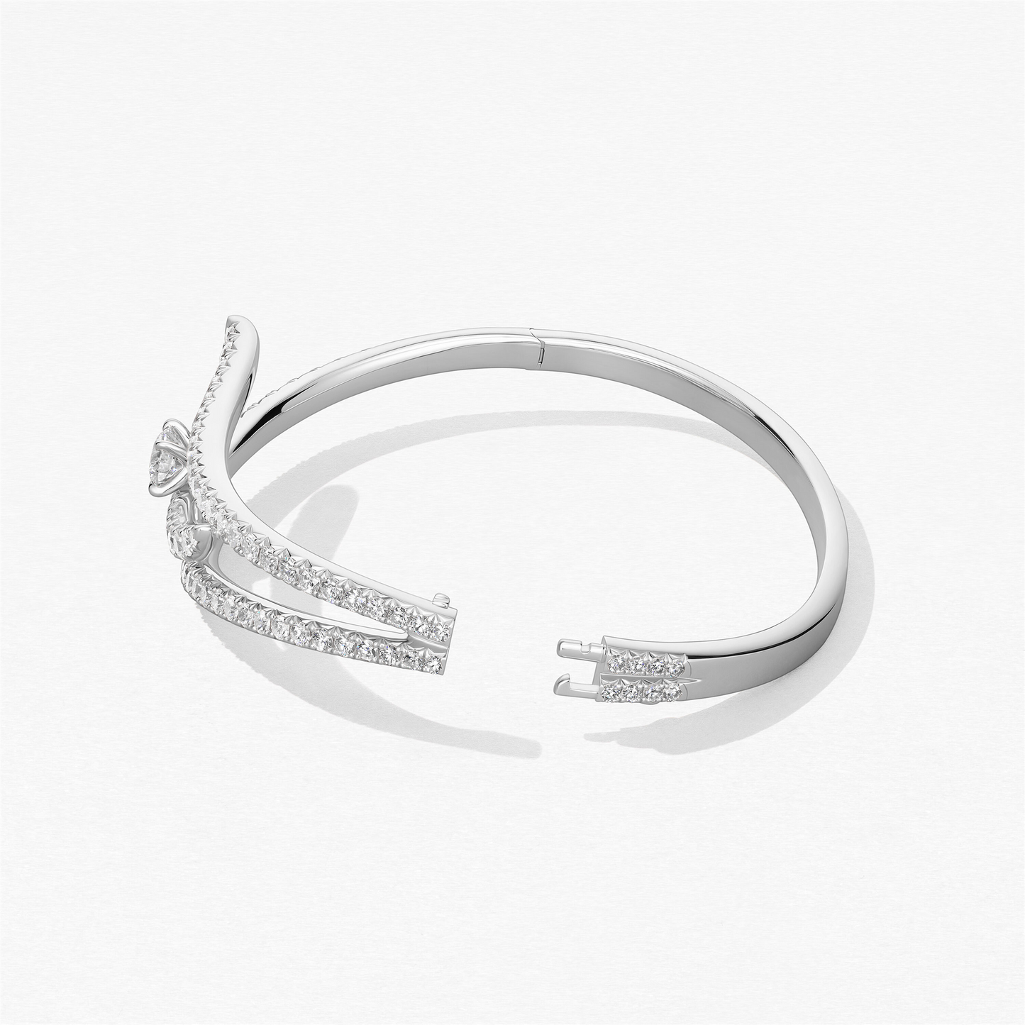 Hearts on Fire Vela Triple Row Pave Bangle in 18k White Gold