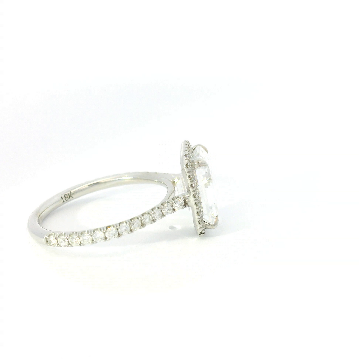 Couture Emerald Center w/ Diamond Halo & Cathedral Sides Engagement Ring Setting