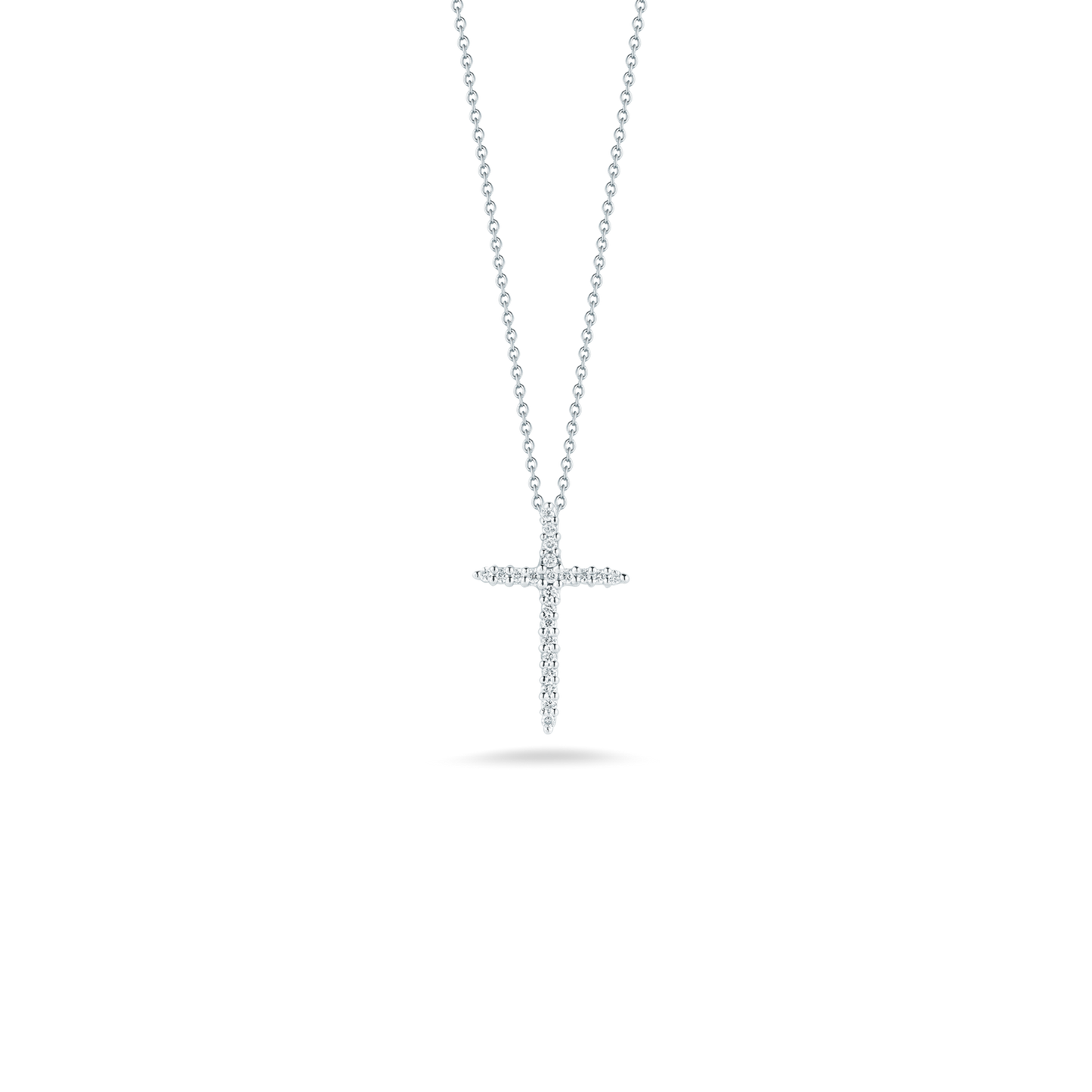 Roberto Coin Diamond Sliver Cross Necklace in 18k White Gold