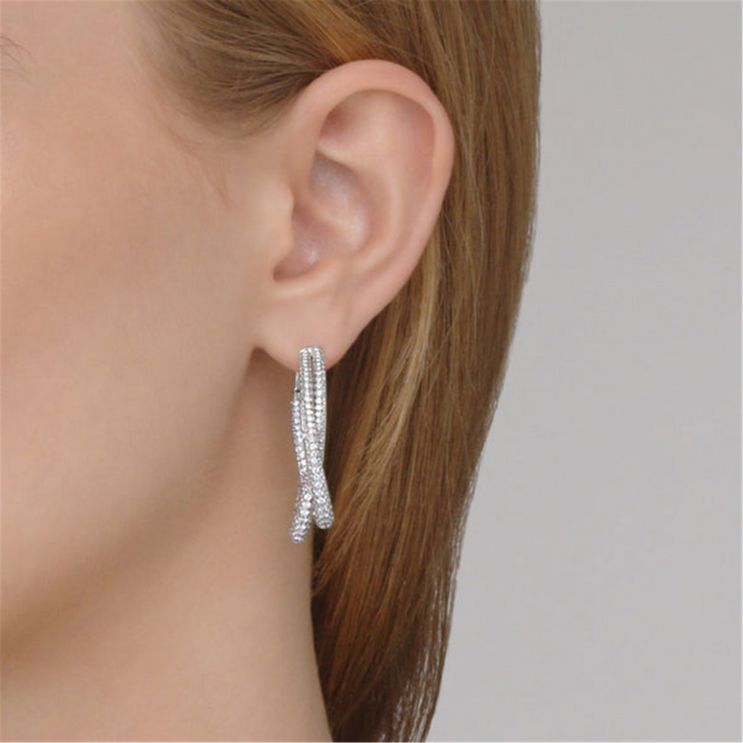 Kwiat Moonlight Crossover Pave Diamond Hoops in 18k White Gold