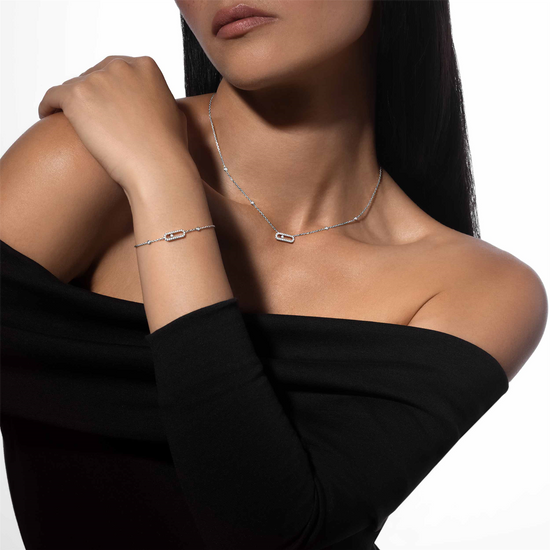 Messika White Gold Diamond Necklace Move Uno