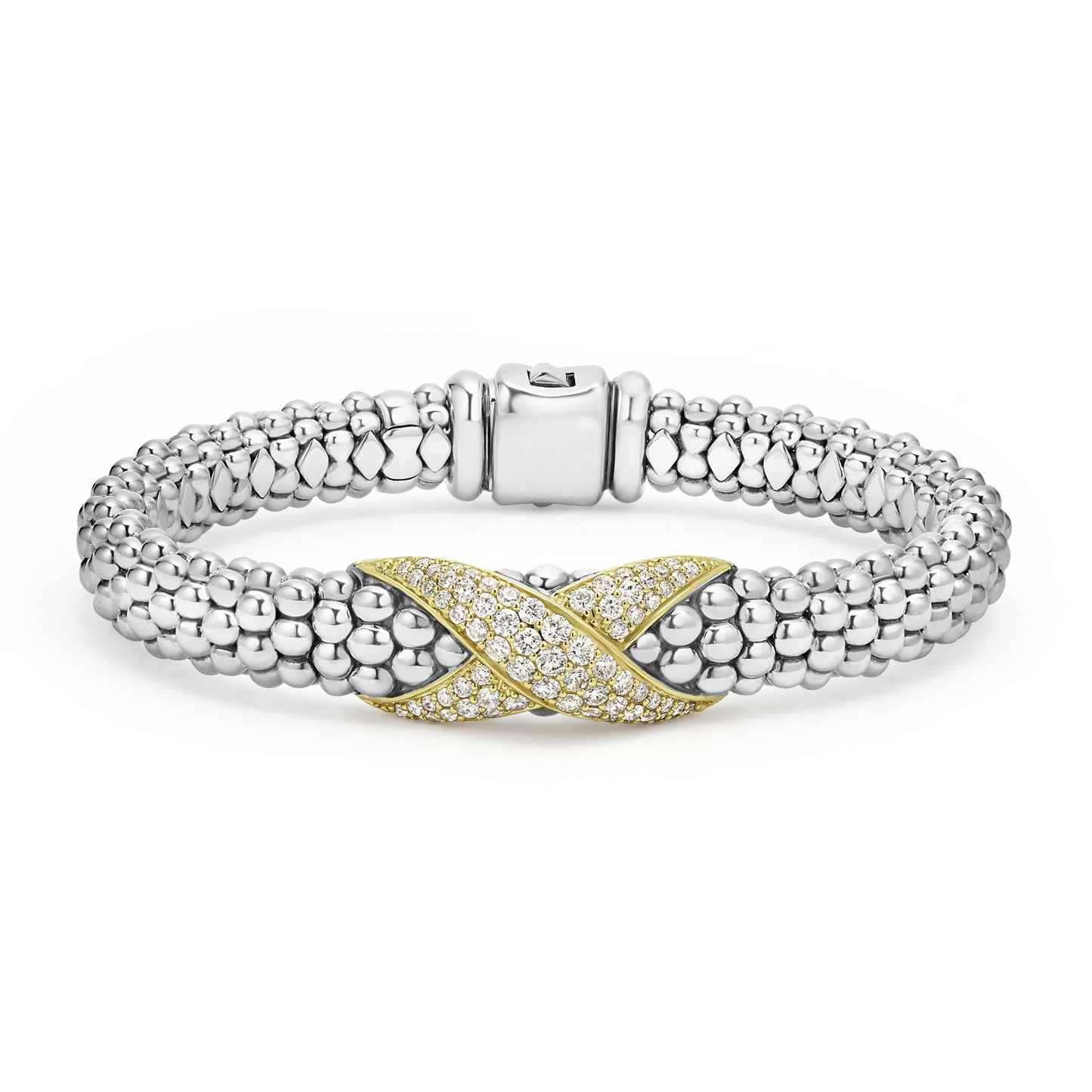 Lagos Two-Tone Diamond X Caviar Bracelet - 9mm