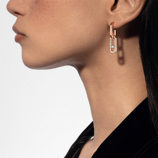 Messika Move Link Earrings in 18k Rose Gold & 0.87ct Diamonds