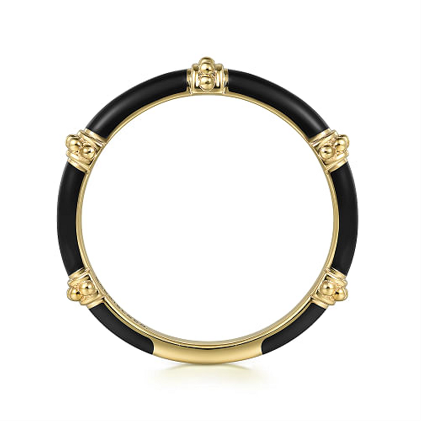 Gabriel & Co. Gold Bujukan Stackable Ring with Black Enamel